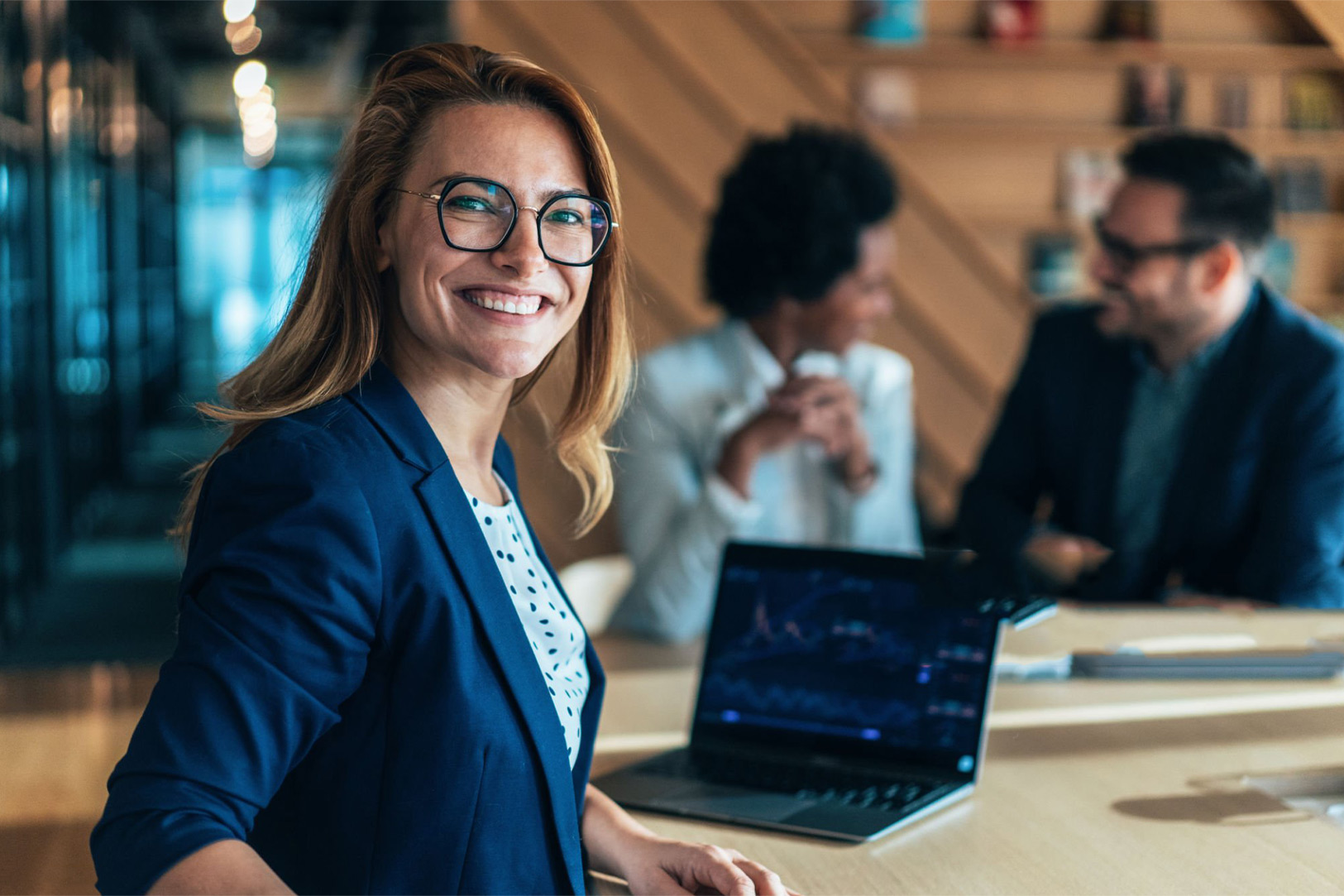 Photo of smiling corporate woman