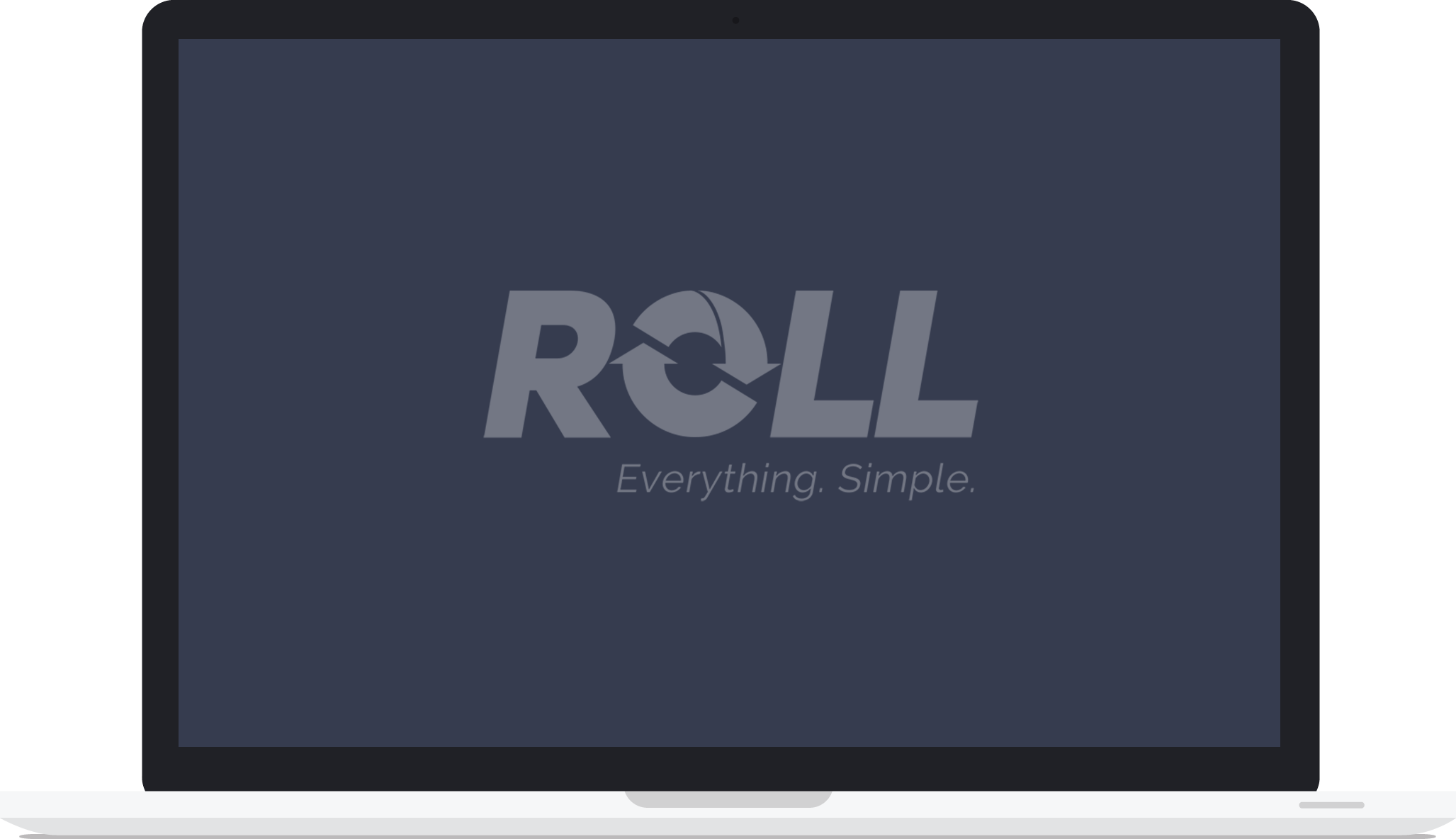 Laptop with Roll logo on the screen